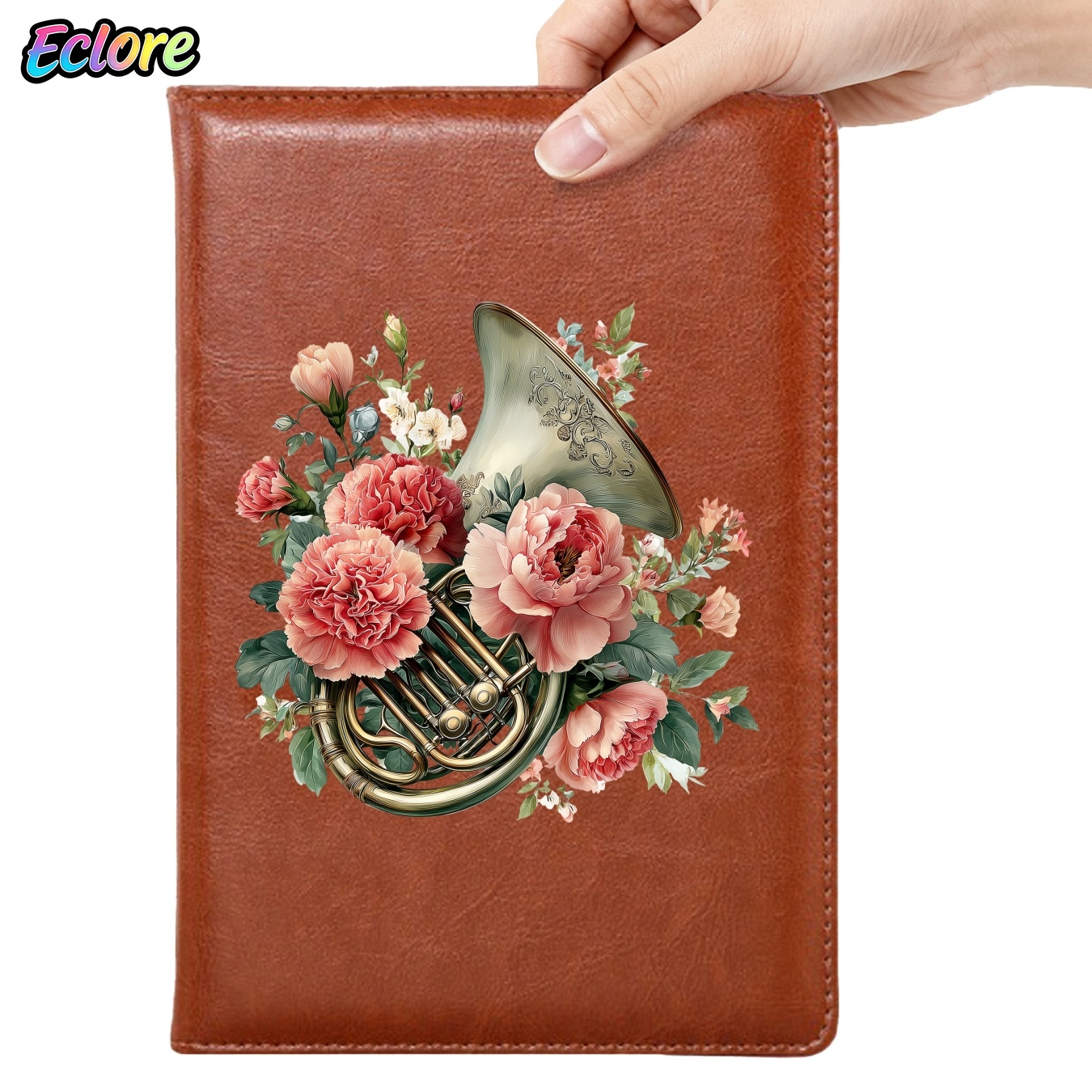 Leather Work Diary Covers - 꽃무늬 PU 가죽 저널, 북마크 포함,